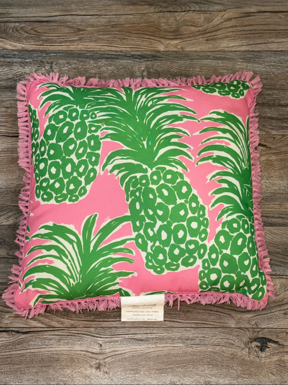Lilly Pulitzer Pink & Green Pineapple Fringe Pillow